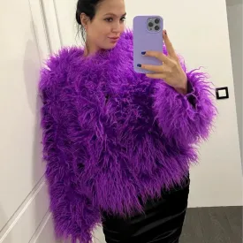 2023 Women Faux Fur Coat Autumn Winter High Quality Fluffy Short Coat Faux Fur Jacket