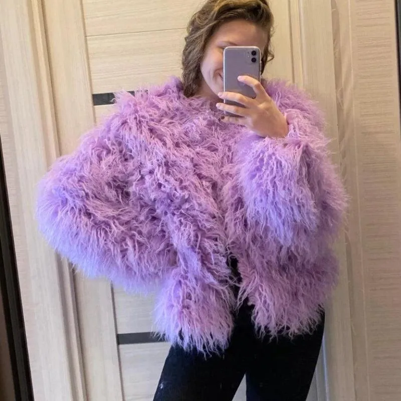 2023 Women Faux Fur Coat Autumn Winter High Quality Fluffy Short Coat Faux Fur Jacket