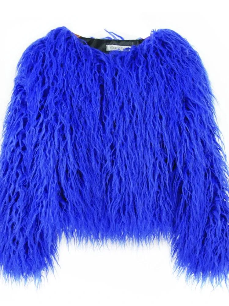 2023 Women Faux Fur Coat Autumn Winter High Quality Fluffy Short Coat Faux Fur Jacket