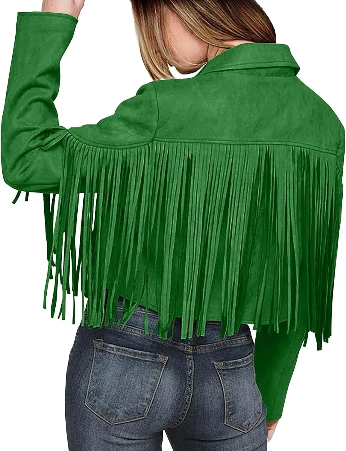 2023 Womens Fringe Jackets Fashion Cropped Petite Coats Tassel Motorcycle Short Jacket Trendy Casual Outerwear Overcoat