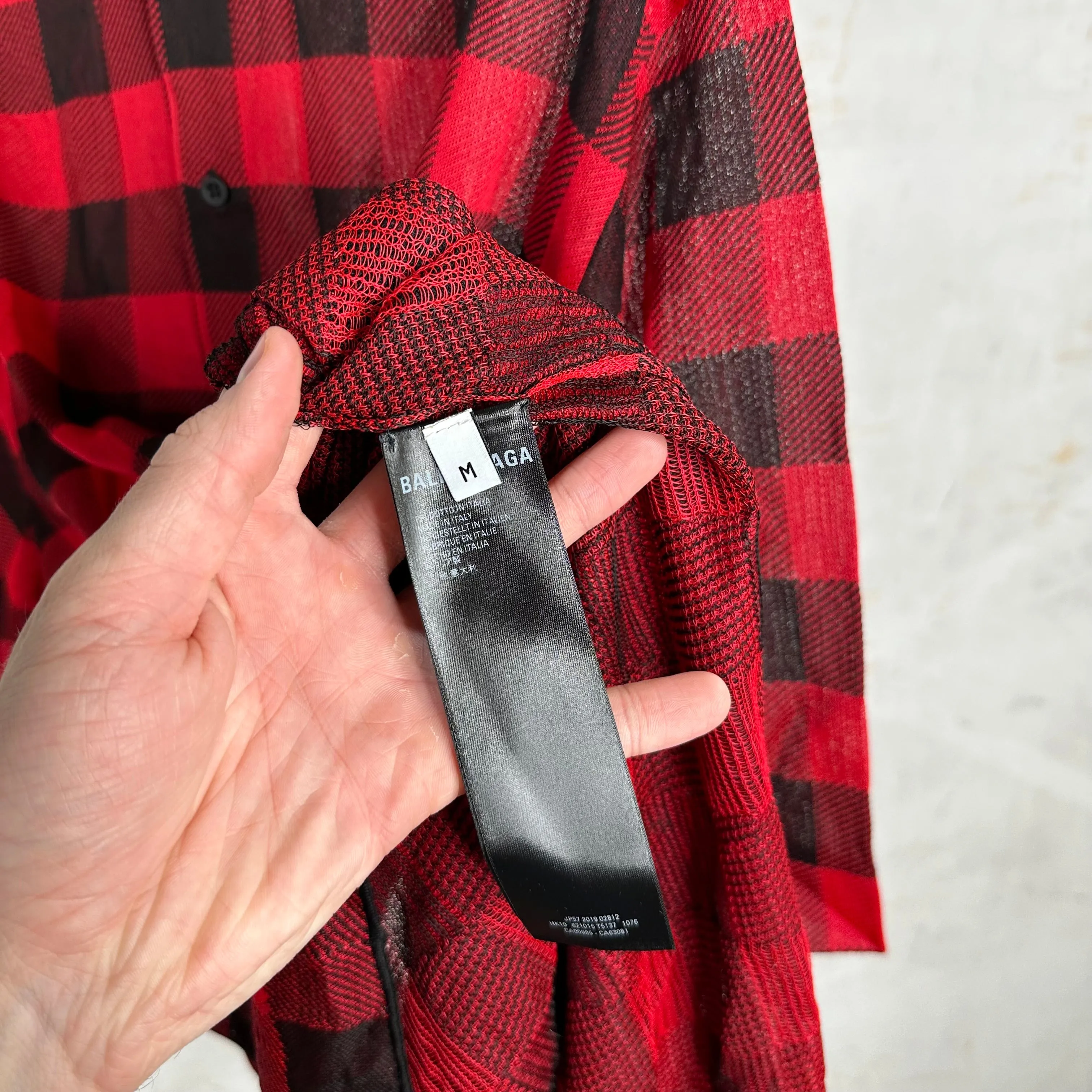 Balenciaga Sheer Buffalo Plaid Shirt