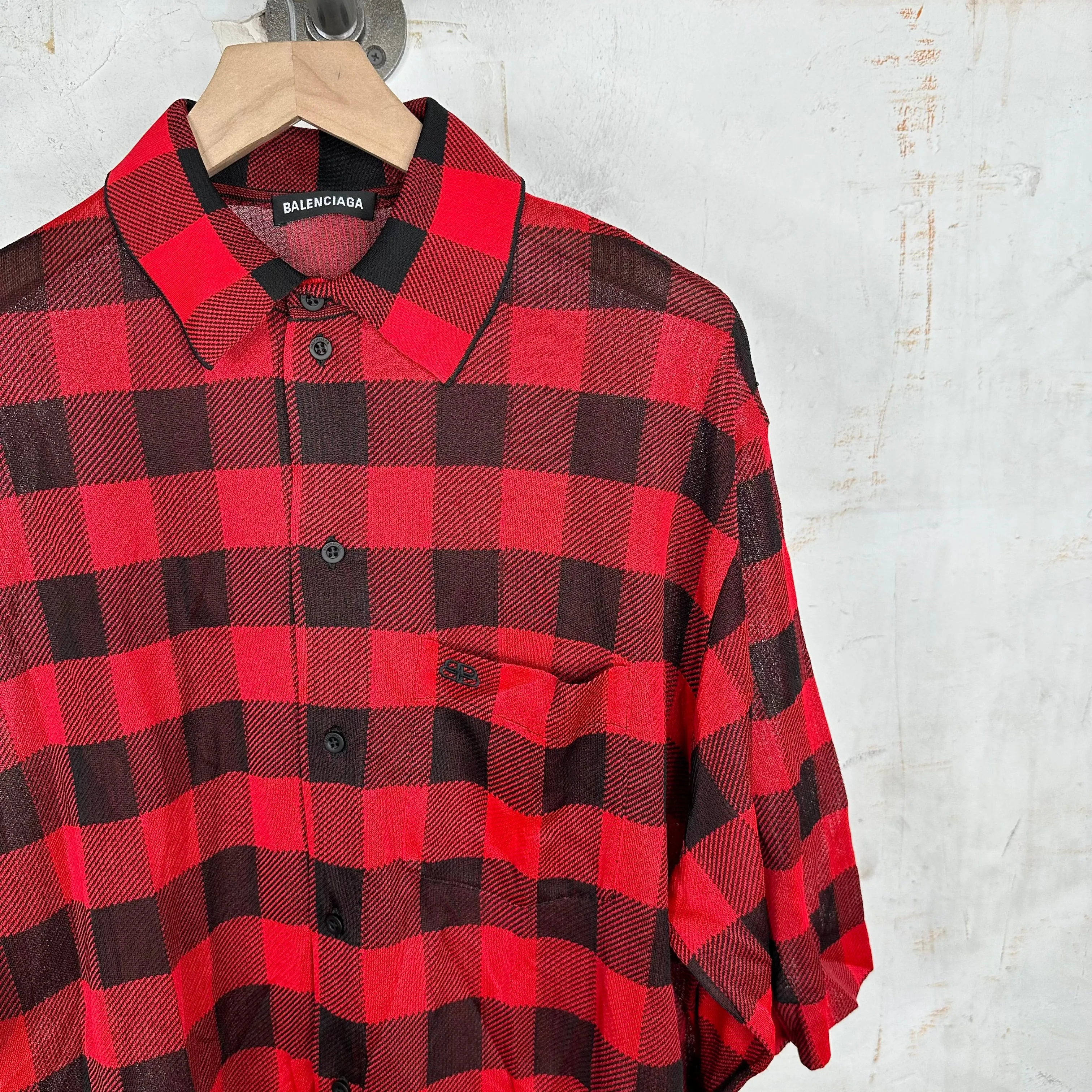 Balenciaga Sheer Buffalo Plaid Shirt