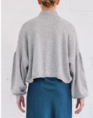 Cashmere Swing Mock Neck Sweater Silver