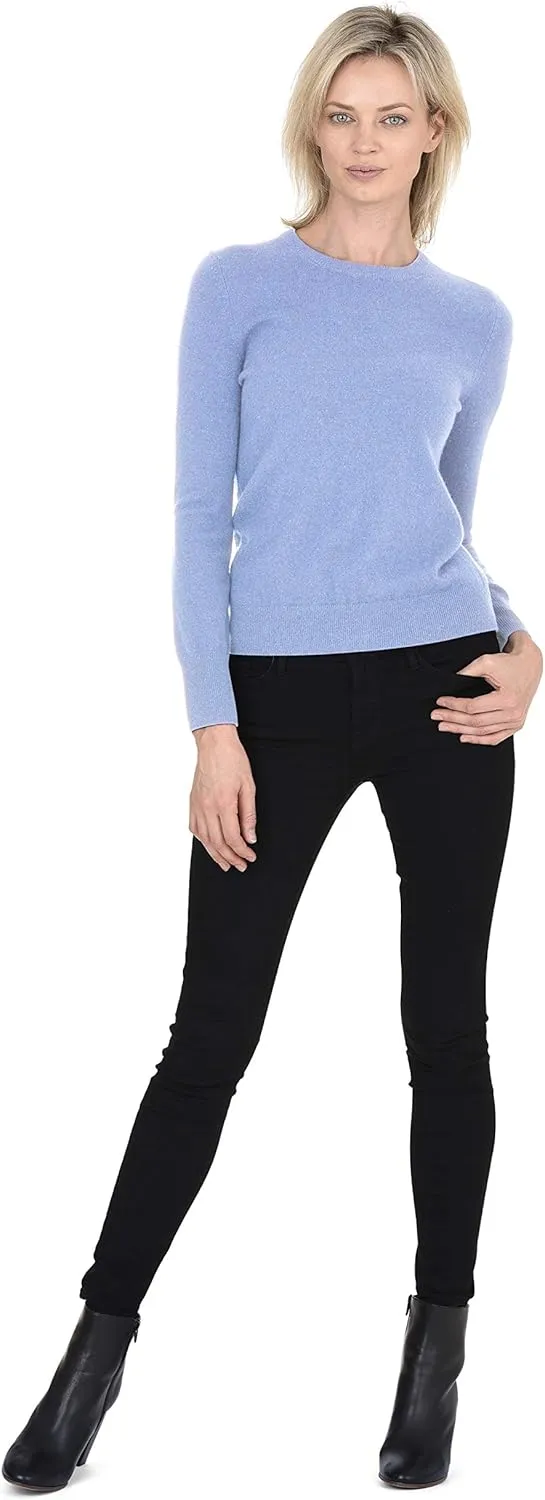 Cashmeren Womens Basic Crewneck Sweater 100% Pure Cashmere Long Sleeve Round Neck Pullover
