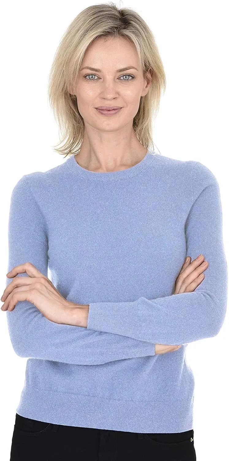 Cashmeren Womens Basic Crewneck Sweater 100% Pure Cashmere Long Sleeve Round Neck Pullover