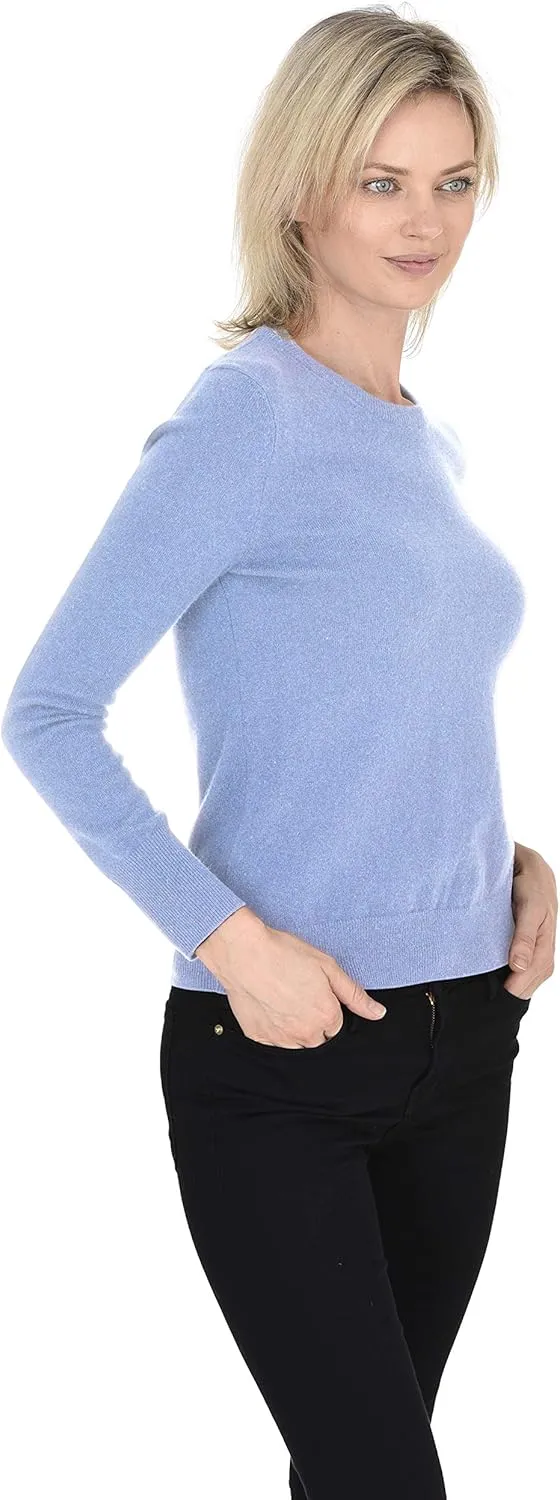 Cashmeren Womens Basic Crewneck Sweater 100% Pure Cashmere Long Sleeve Round Neck Pullover