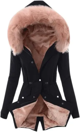 ChicCrate Sherpa Fleece Lined Jacket Women Hood Puffer Jacket Raw Hem Puffy Bubble Cotton Padded Thick Warm Coat