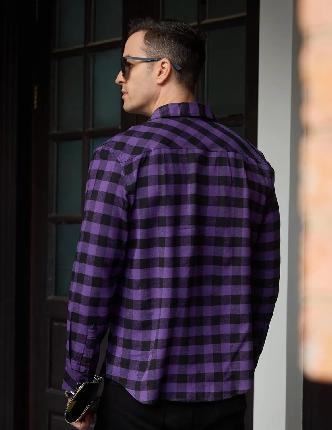 COOFANDY Men's Flannel Shirts Long Sleeve Button Down Plaid Shirt Lightweight Shirt Jacket