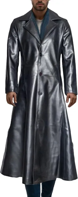 DGHM-JLMY Mens Solid Color Long Trench Coat Vintage Classic Long Windbreaker Steampunk Gothic Jacket Overcoat
