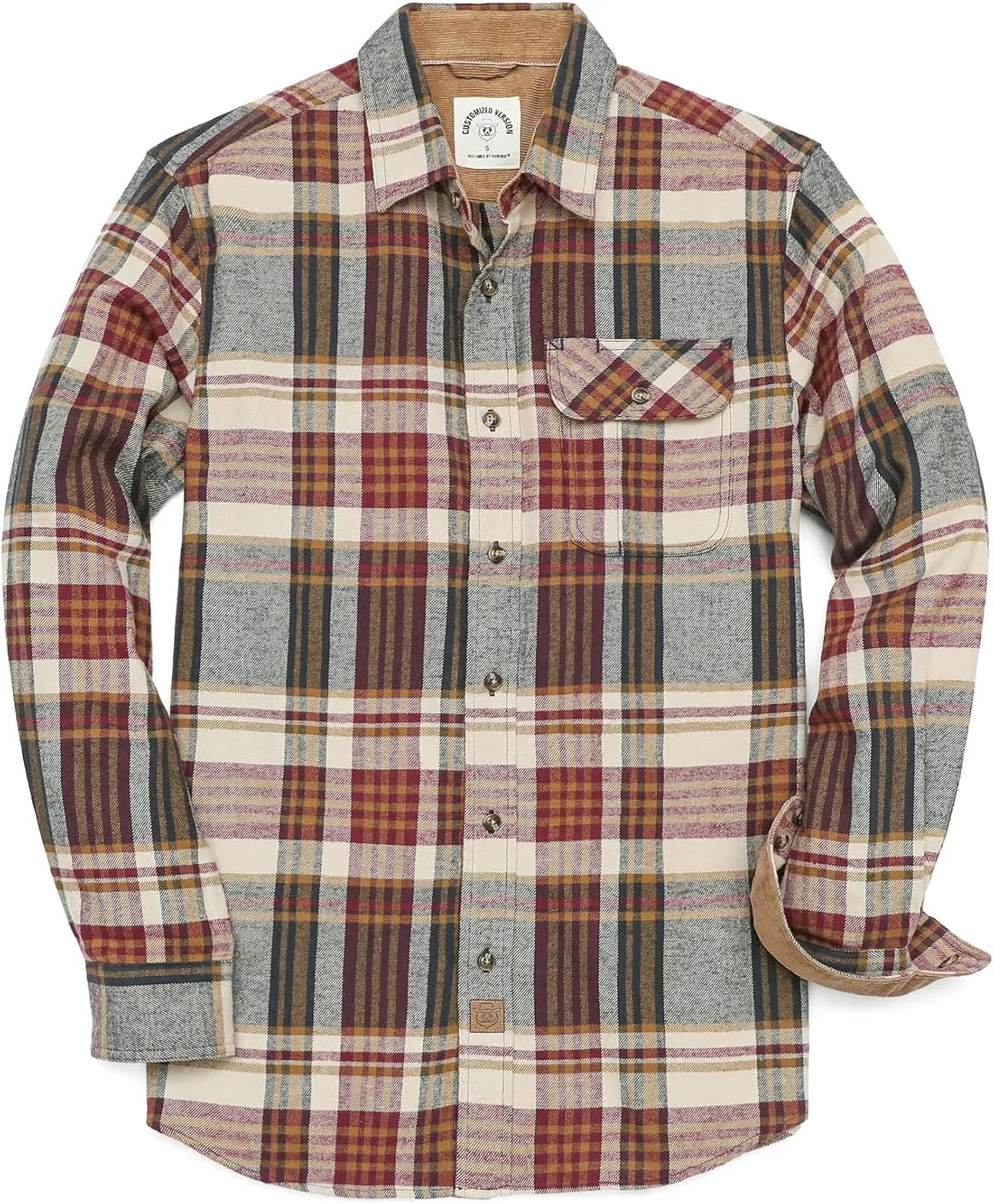 Dubinik Mens Flannel Shirts Long Sleeve Flannel Shirt for Men Casual Button Down Brushed 100% Cotton Shirt