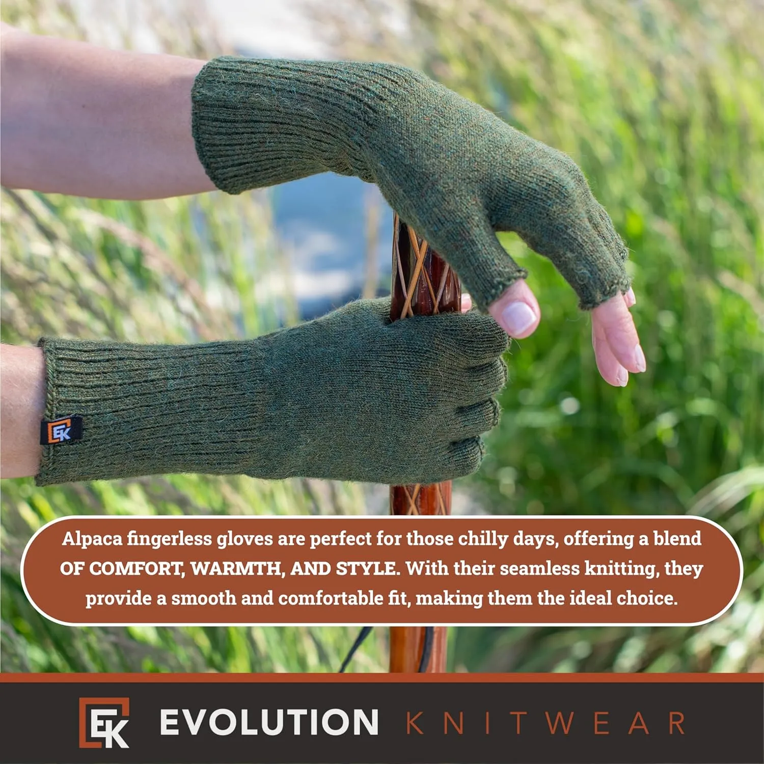 Evolution Knitwear Alpaca Knit Fingerless Gloves for Women - Super Soft Baby Alpaca - Made in the USA - Small