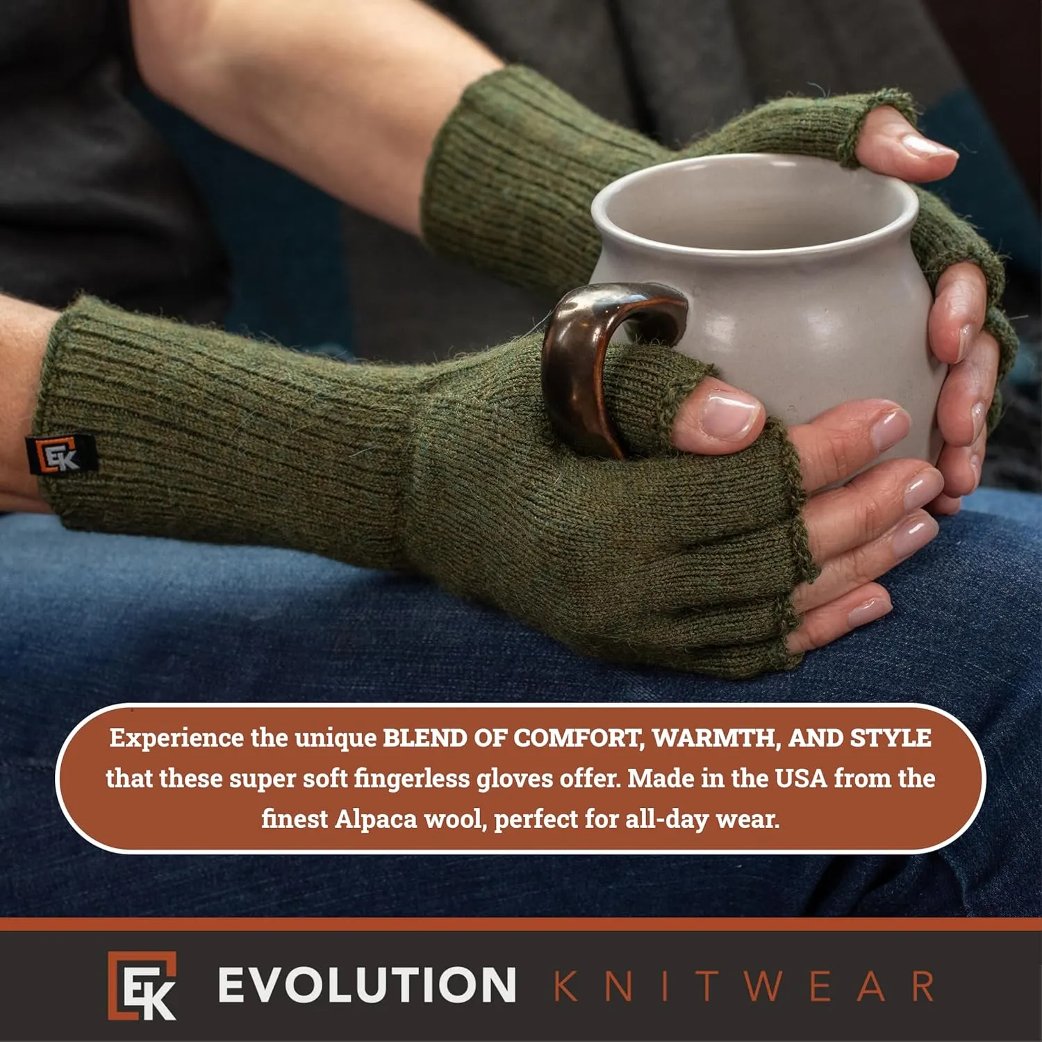 Evolution Knitwear Alpaca Knit Fingerless Gloves for Women - Super Soft Baby Alpaca - Made in the USA - Small