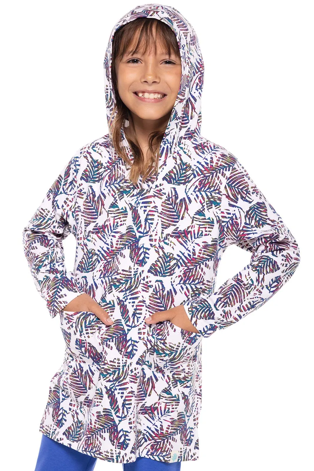 Girl's Catalina Beach Cover-Up Dress | Magnolia Pink Beach Leaves