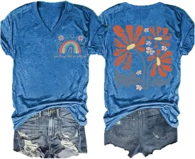 Grow Through What You Go Through Boho Flowers T-Shirt Womens T Shirts with Wildflower Inspirational Positive Tee