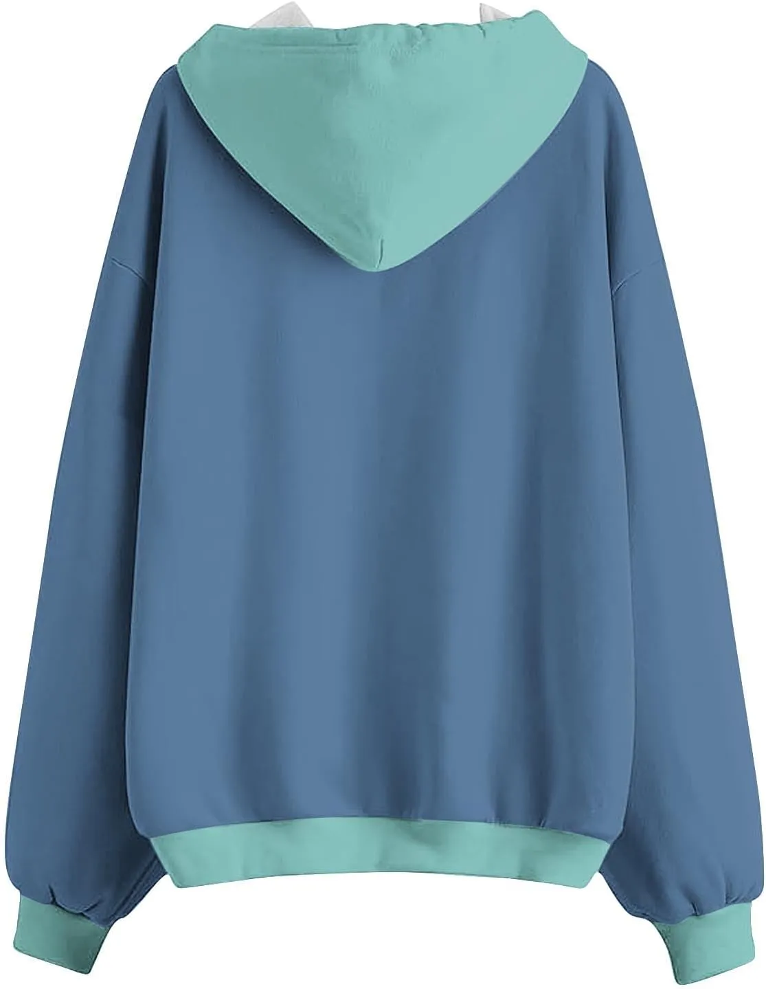 HGps8w Women's Colorblock Casual Drawstring Zip Up Hoodie Sweatshirt Loose Long Sleeve Hooded Jackets Outwear with Pockets