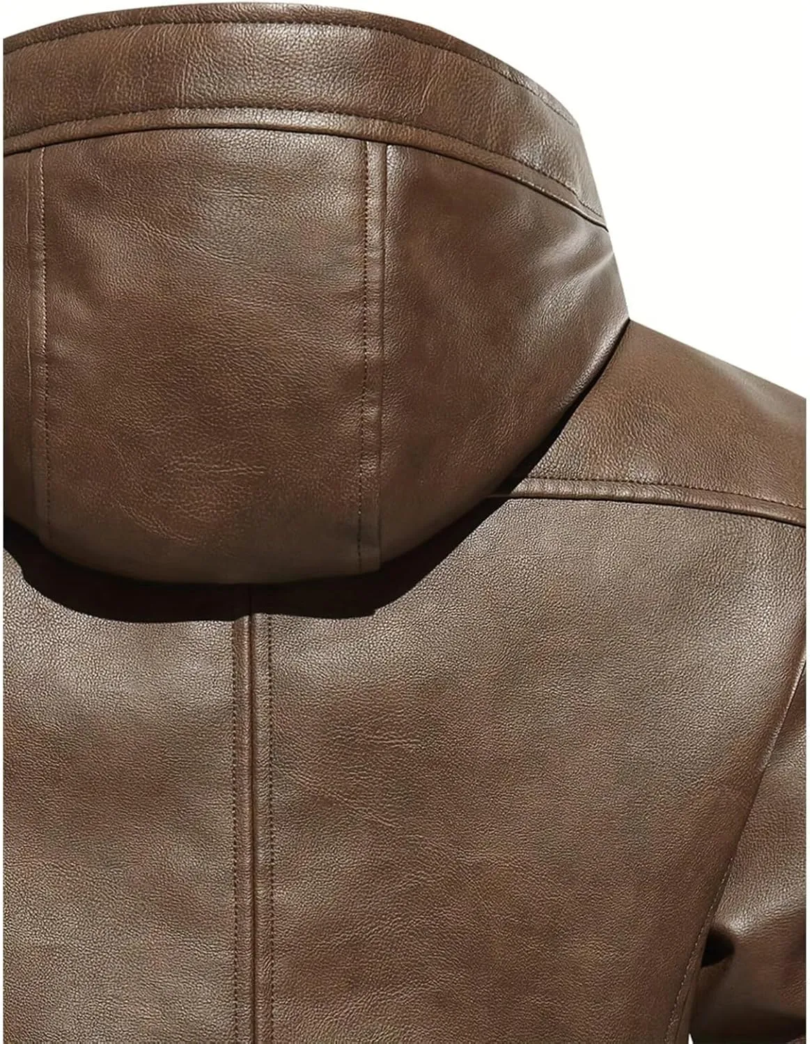 INVACHI Men's Leather Jacket PU Bomber Motorcycle Jacket with Fleece Lined Hood Windproof Winter Coat