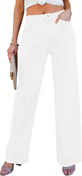 luvamia Wide Leg Jeans for Women Trendy High Waist Straight Leg Baggy Jeans Stretchy Denim Pants Trouser Jeans