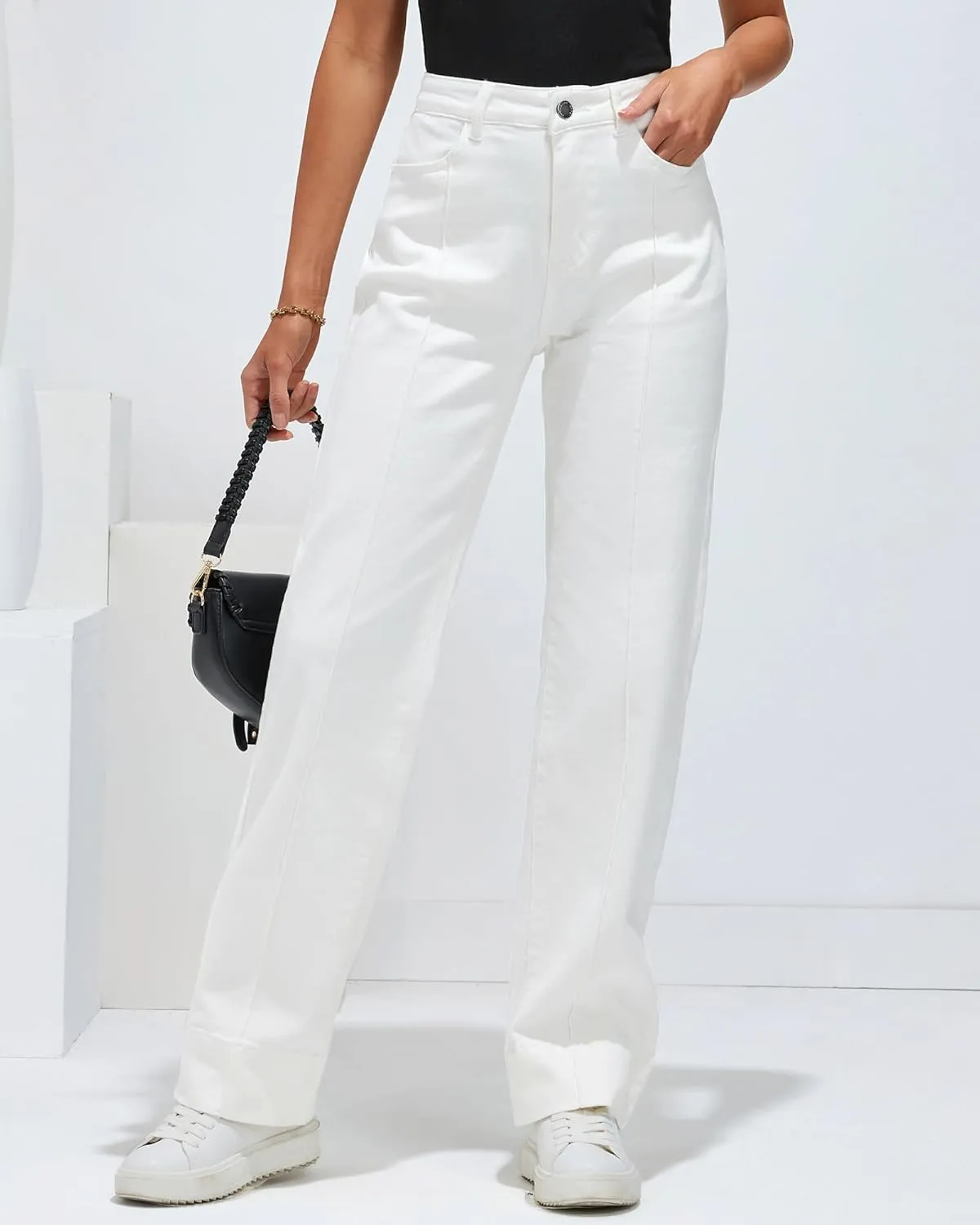 luvamia Wide Leg Jeans for Women Trendy High Waist Straight Leg Baggy Jeans Stretchy Denim Pants Trouser Jeans