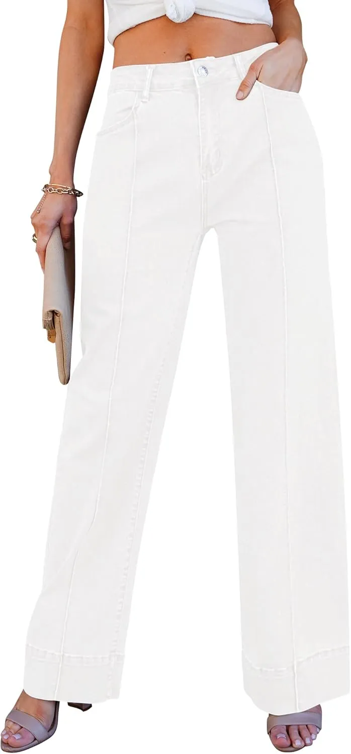 luvamia Wide Leg Jeans for Women Trendy High Waist Straight Leg Baggy Jeans Stretchy Denim Pants Trouser Jeans