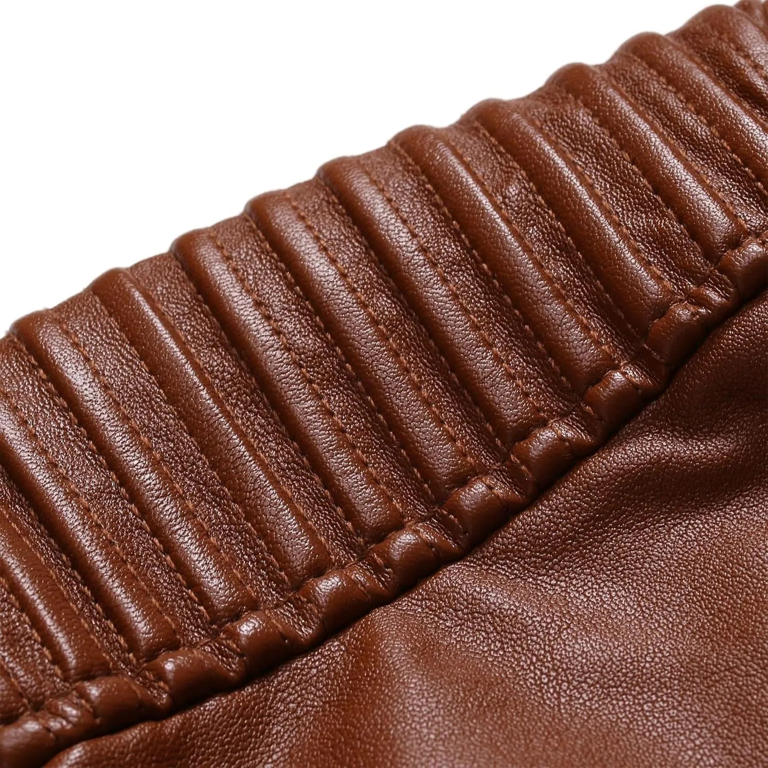 Maiyifu-GJ Men's Faux Leather Motorcycle Jacket Vintage Stand Collar Leather Jacket Lightweight Zip-Up Slim Fit Biker Coat