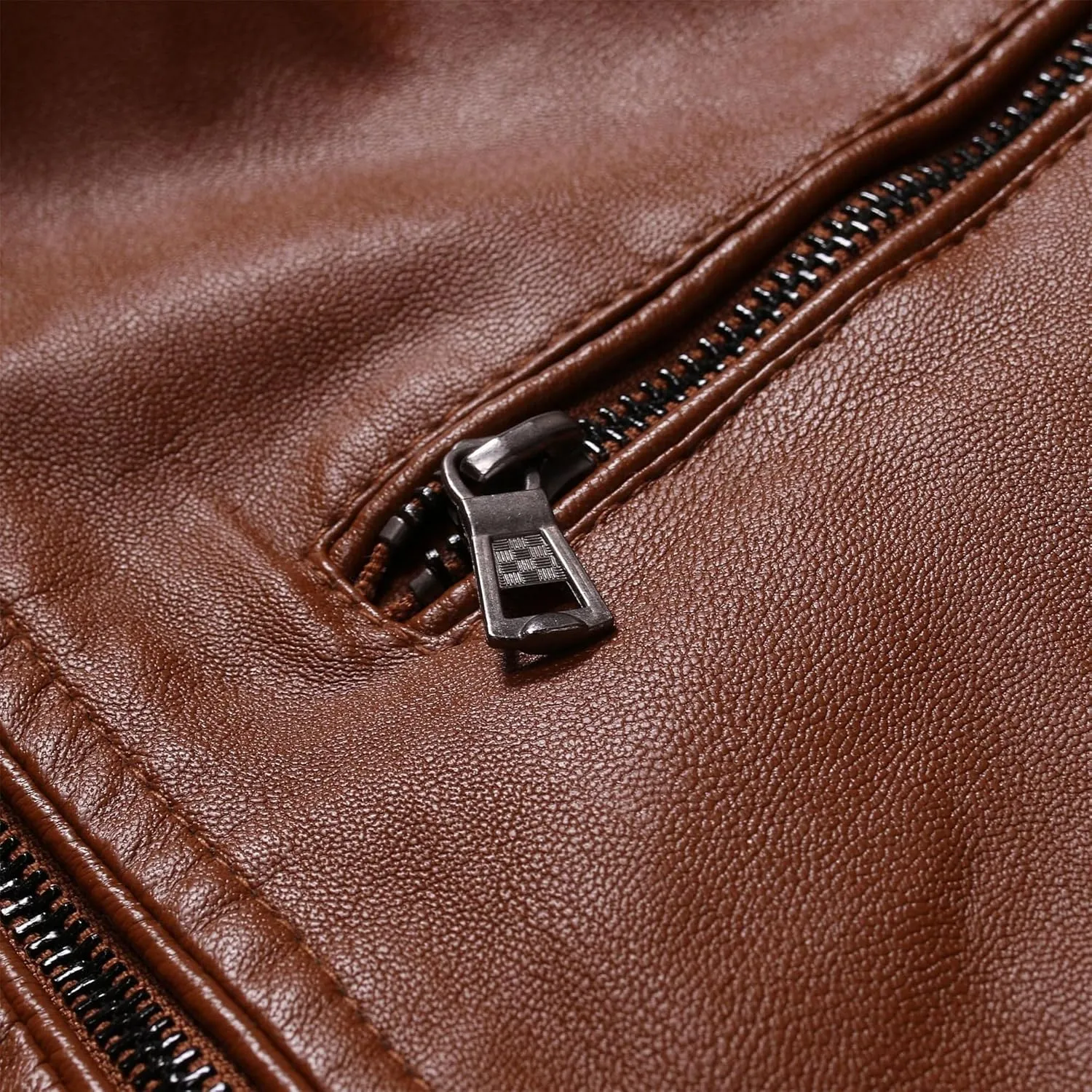 Maiyifu-GJ Men's Faux Leather Motorcycle Jacket Vintage Stand Collar Leather Jacket Lightweight Zip-Up Slim Fit Biker Coat