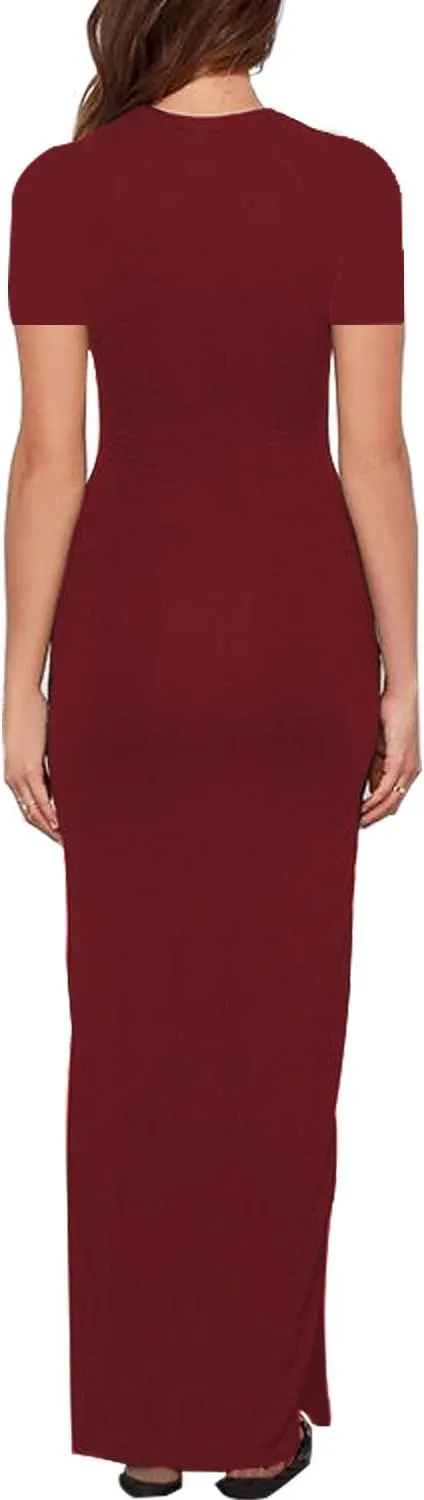 Meenew Women's Party Beach Vacation High Slit Summer Maxi Long Bodycon Dress