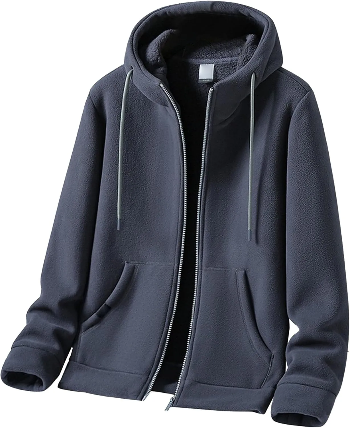 Men's Winter Warm Zip Up Hoodie Heavyweight Fleece Hoooed Sweatshirt Trendy Zip Up Fleece Fashion Outfits