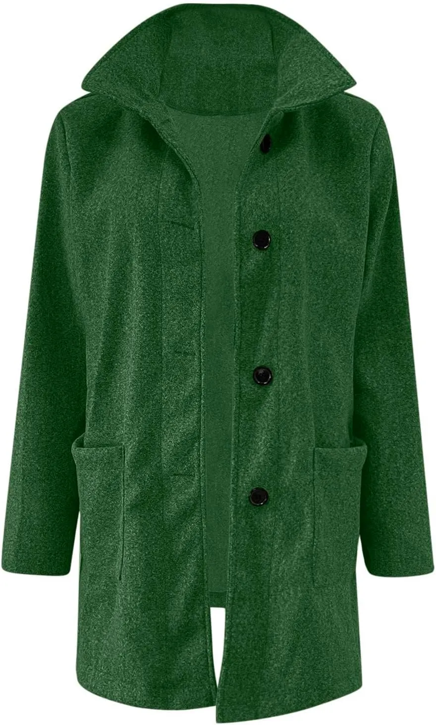 Mmoneyake Pea Coats for Women Single Breasted Stand Collar Casual Trench Coat Warm Winter Coats Wool Blazer Jacket Overcoat