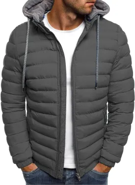 Muscularfit Men's Winter Puffer Jackets Lightweight Packable Quilted Jacket Full Zip Hooded Coat Thicken Insulated Jackets