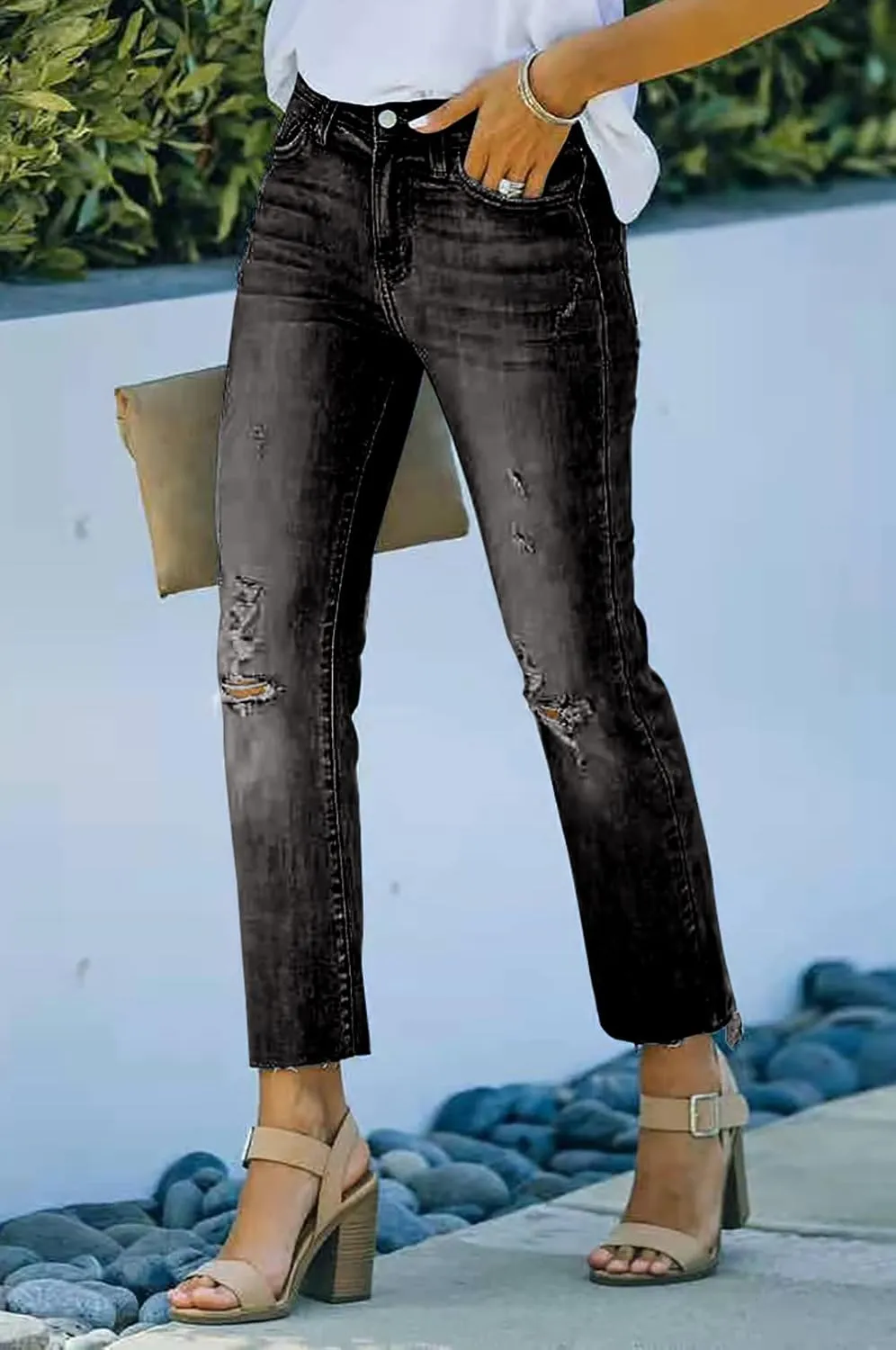 Necooer Womens Flare Jeans Classic Stretch Raw Hem Flare Bell Bottom Denim Jeans Pants
