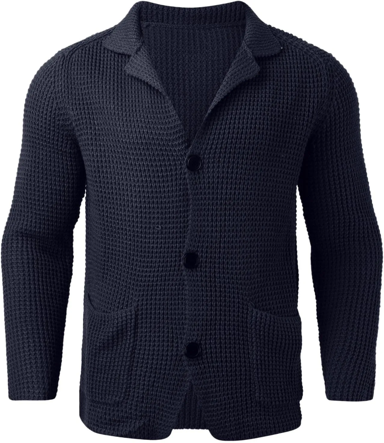 PeQAQ Mens Cardigan Sweater Cable Knit V Neck Button up Sweaters Winter Soft Warm Ribbed Cardigan Sweater Jacket with Pockets