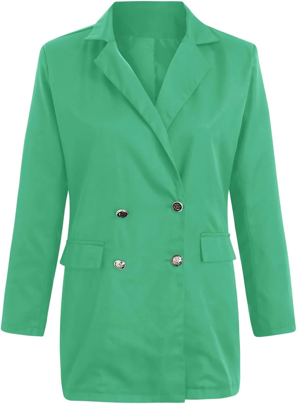 PeQAQ Womens Casual Blazer Jacket with Pockets Long Sleeve Open Front Long Work Suit Jackets Office Blazer Lapel Button Coats