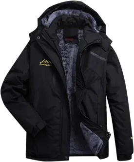 PeQAQ Womens Fleece Waterproof Rain Jacket Winter Warm Hooded Windbreaker Jackets Active Outdoor Raincoat Fashion Trench Coat