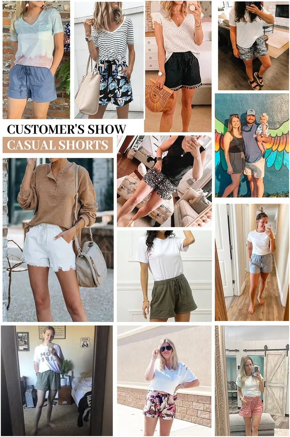 QUEEN PLUS Womens Casual Shorts Comfy Elastic Waist Drawstring Pocket Shorts Pants