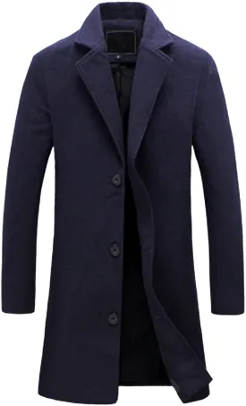 QWENTMTNTY Mens Wool Blend Single Breasted Notched Lapel Trench Coat Oversized Winter Coats Business Casual Wool Jackets