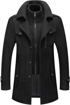 RTRDE Mens Coat Fall Winter Long Jacket Casual Windbreaker Notched Lapel Pea Coat Jackets Fashion, M-5XL
