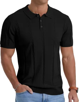 Sailwind Mens Knit Polo Shirts Short Sleeve Ribbed Textured Polo Shirt Casual Golf Shirts Collared T Shirt