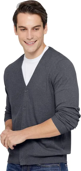 State Cashmere Men's 100% Pure Cashmere Button Front Long Sleeve Cardigan Sweater