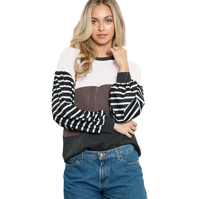 Striped Splicing Knitwear Women's Long Sleeve
