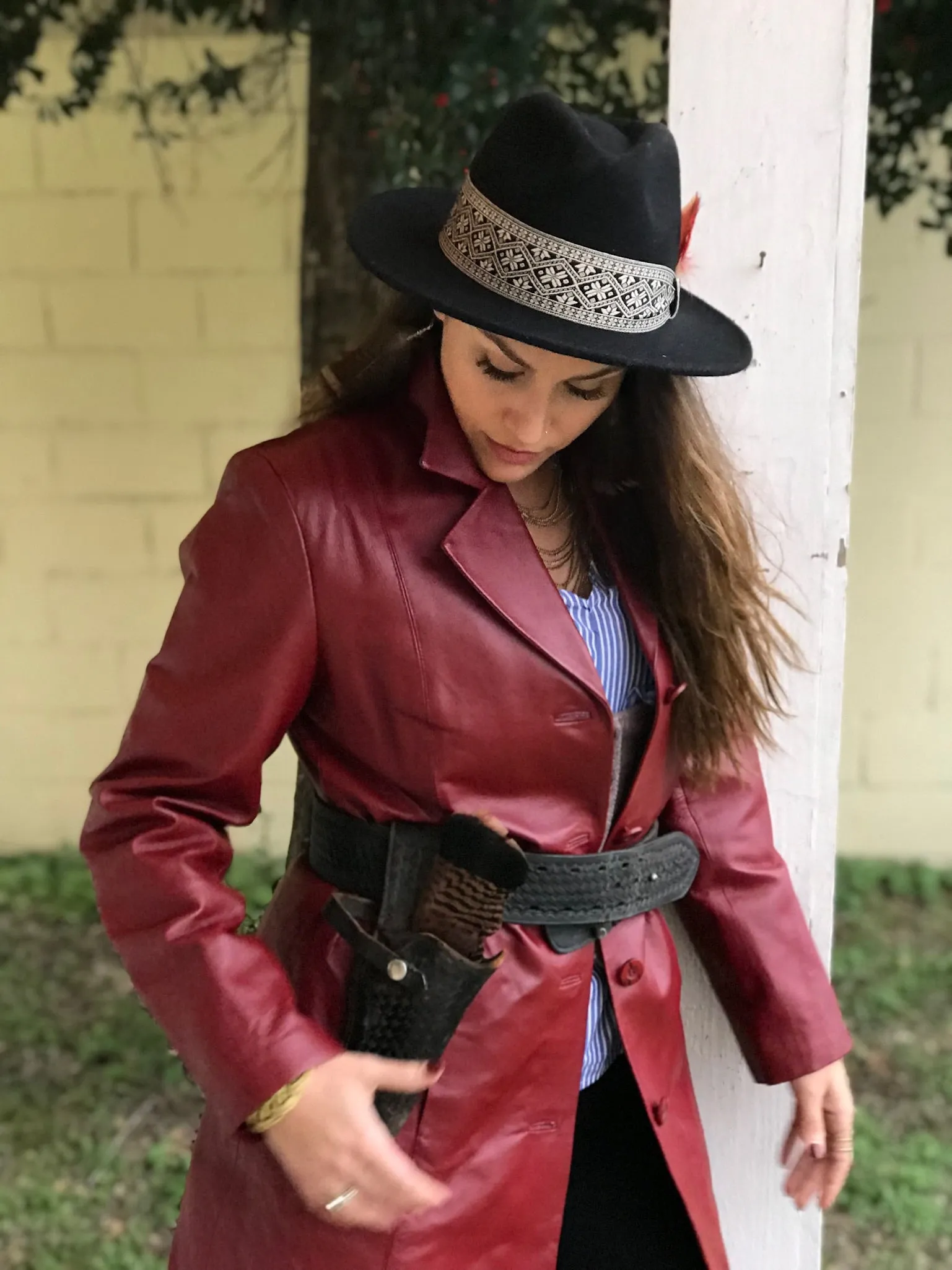 Vintage Red Leather Coat