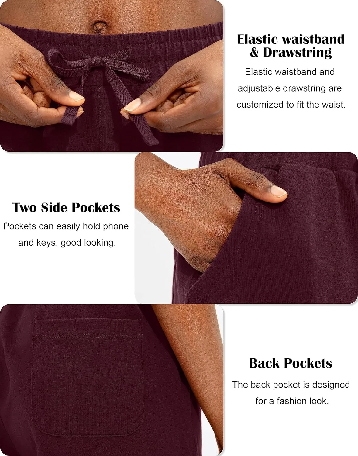 Viodia Women's Bermuda 10" Long Shorts with Pockets Cotton Sweat Shorts Jersey Knee Length Shorts for Summer