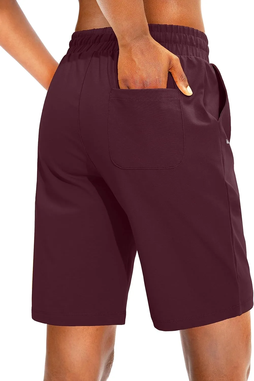 Viodia Women's Bermuda 10" Long Shorts with Pockets Cotton Sweat Shorts Jersey Knee Length Shorts for Summer