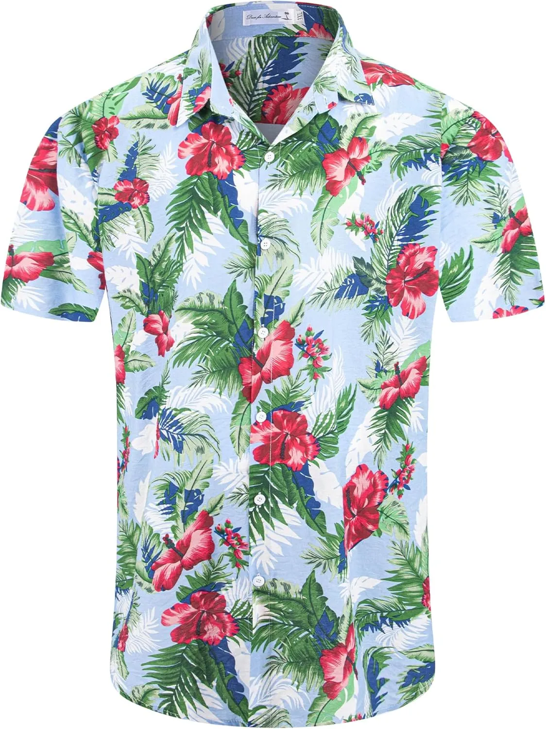 Weecreeture Big and Tall Men's Hawaiian Shirt - Short Sleeve, Tropical Floral Button Down Casual Summer Beach Shirt