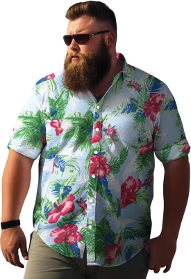 Weecreeture Big and Tall Men's Hawaiian Shirt - Short Sleeve, Tropical Floral Button Down Casual Summer Beach Shirt