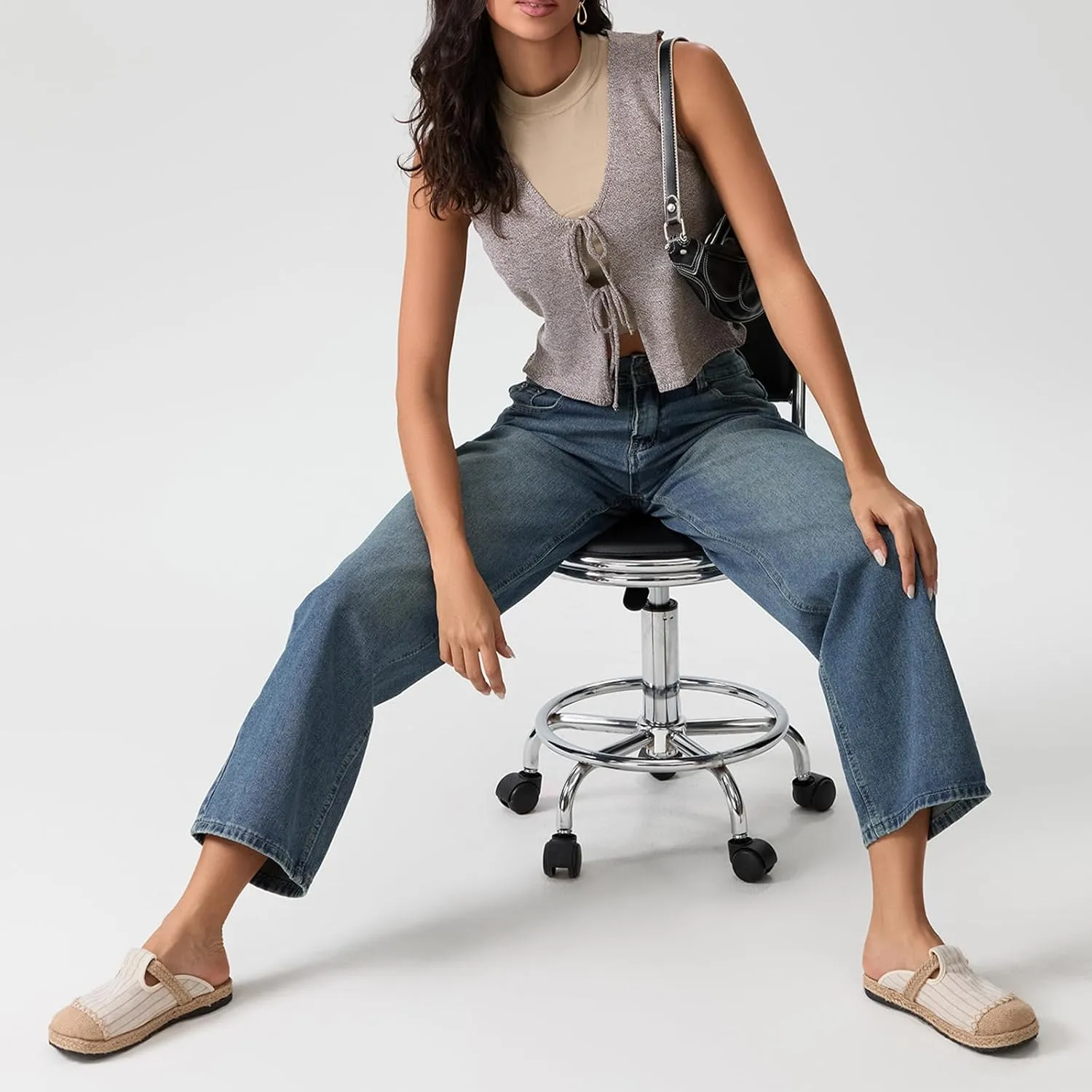 Women Y2k Low Rise Baggy Jeans Loose Fit Boyfriend Straight Wide Leg Jeans Trendy Stretch Long Denim Pants