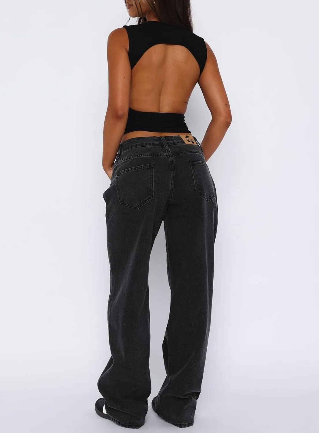 Women Y2k Low Rise Baggy Jeans Vintage Boyfriend Loose Fit Straight Wide Leg Jeans Casual Long Denim Pants