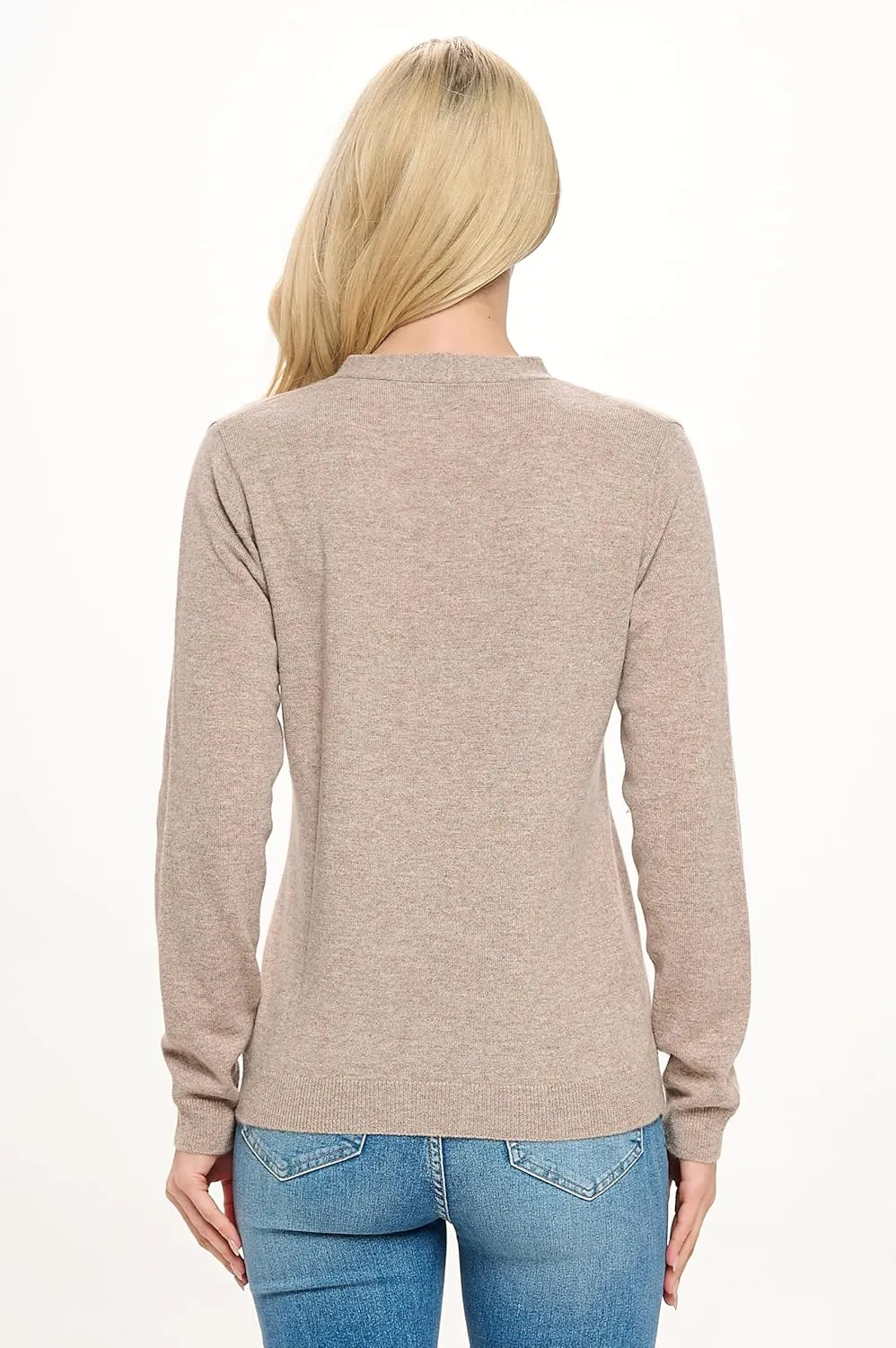 Women's 100% Cashmere Soft Long Sleeve V Neck Button Cardigan