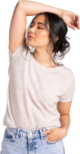 Womens 100% Pure Cashmere Crew Neck Short Sleeve Sweater  Essential Classic Pullover Tee
