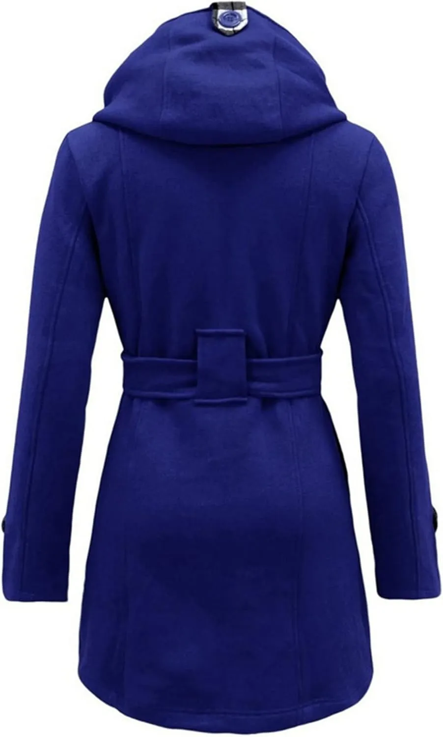 Women's Double Breasted Pea Coat Hooded Long Winter Trench Coat Belted Sexy Fashion Coat