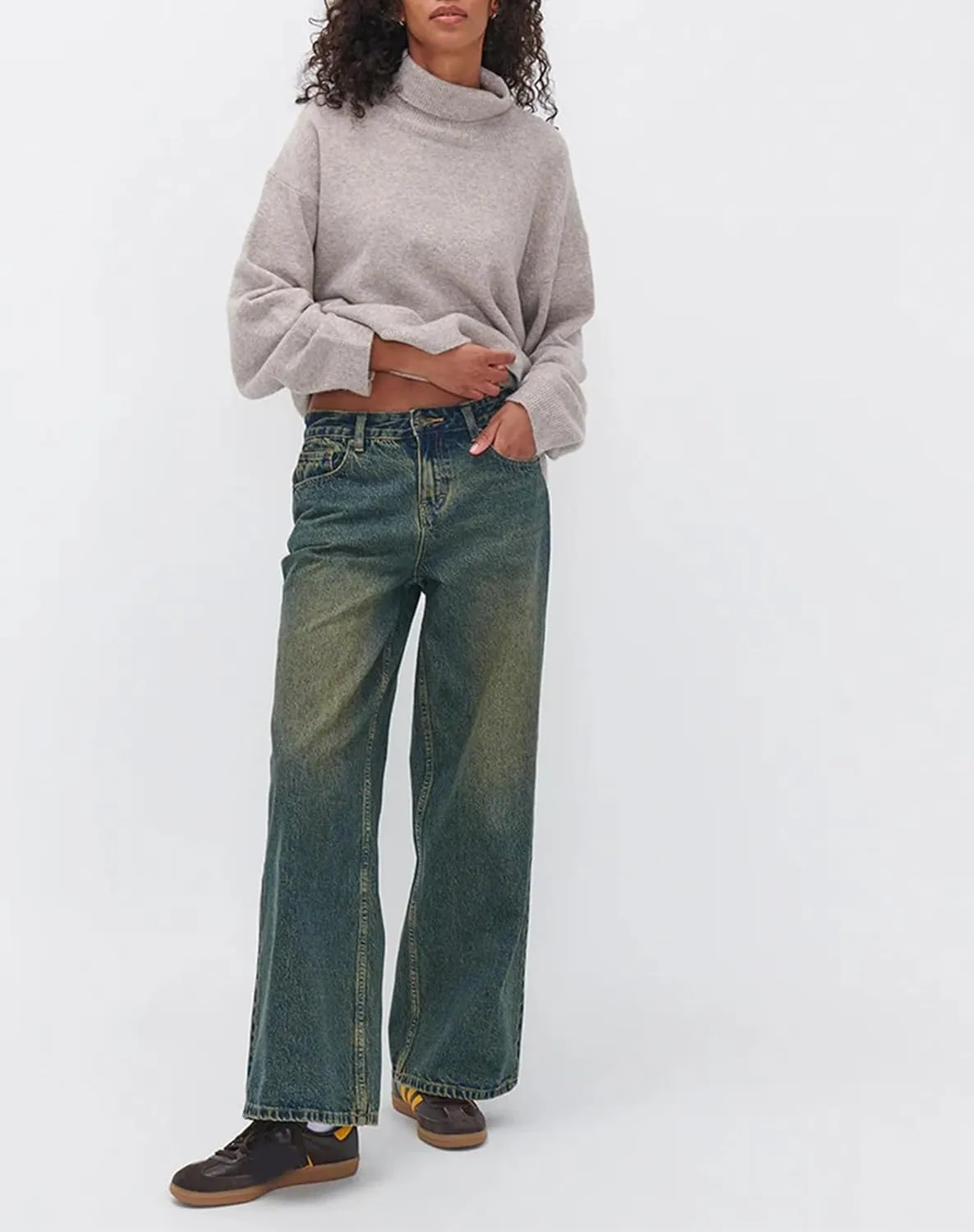 Womens Jeans High Waisted Straight Wide Leg Baggy Jeans Y2k Boyfriend Vintage Washed Loose Denim Pants Streetwear